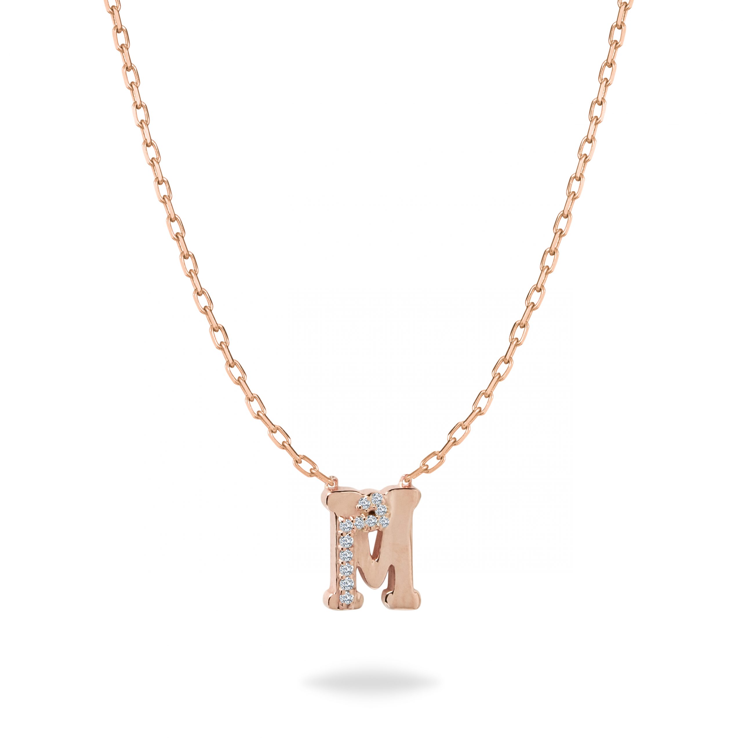 HASHI Initial M م in 18k rose gold with diamonds