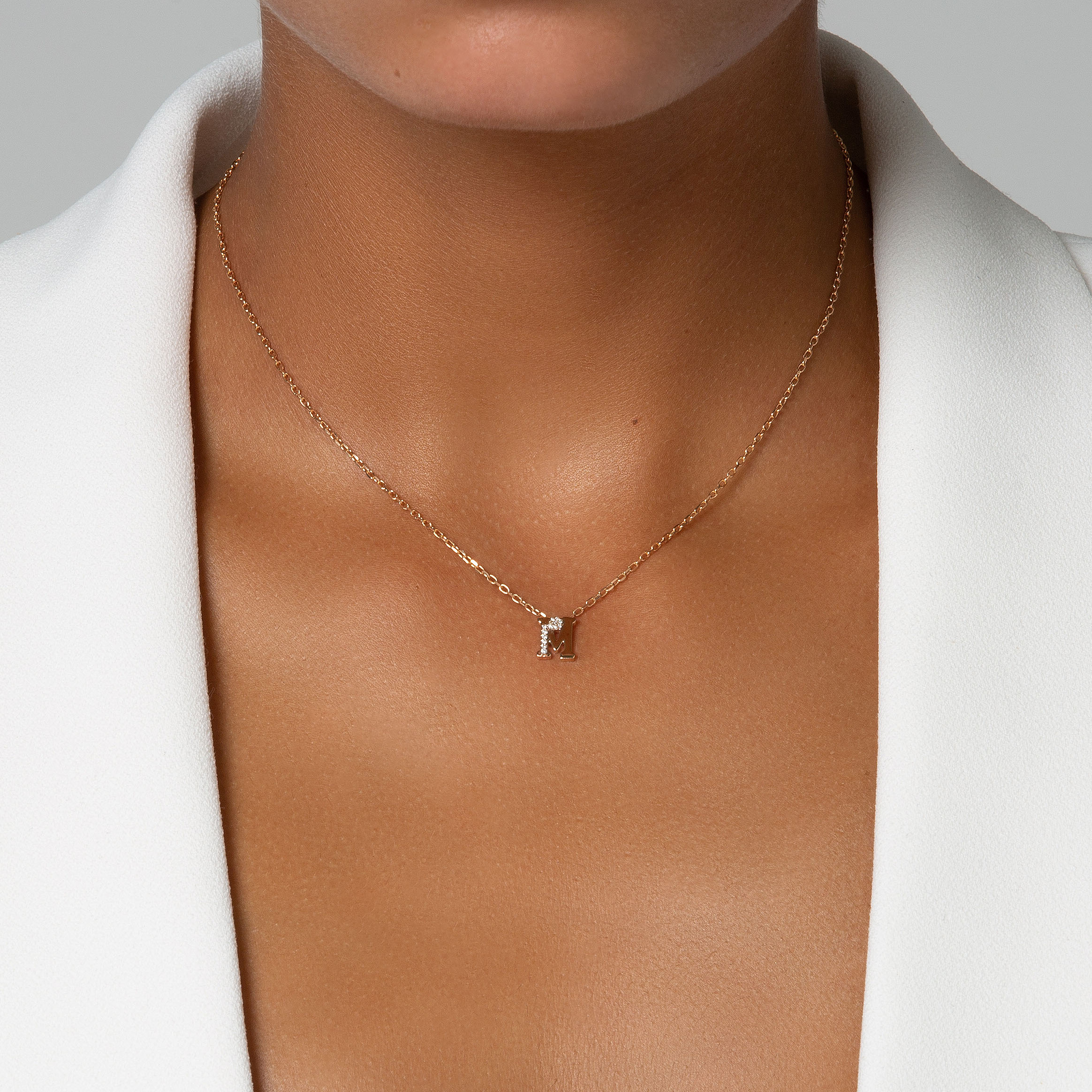 HASHI Initial M م in 18k rose gold with diamonds, view 2