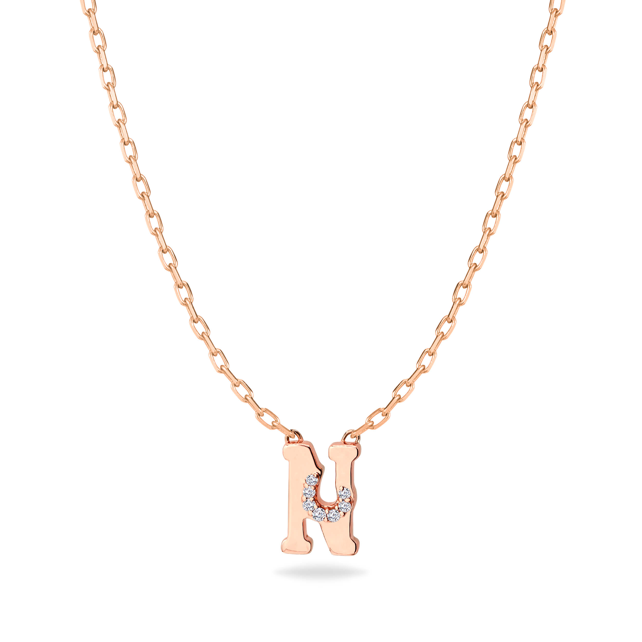 HASHI Initial N ن in 18k rose gold with diamonds