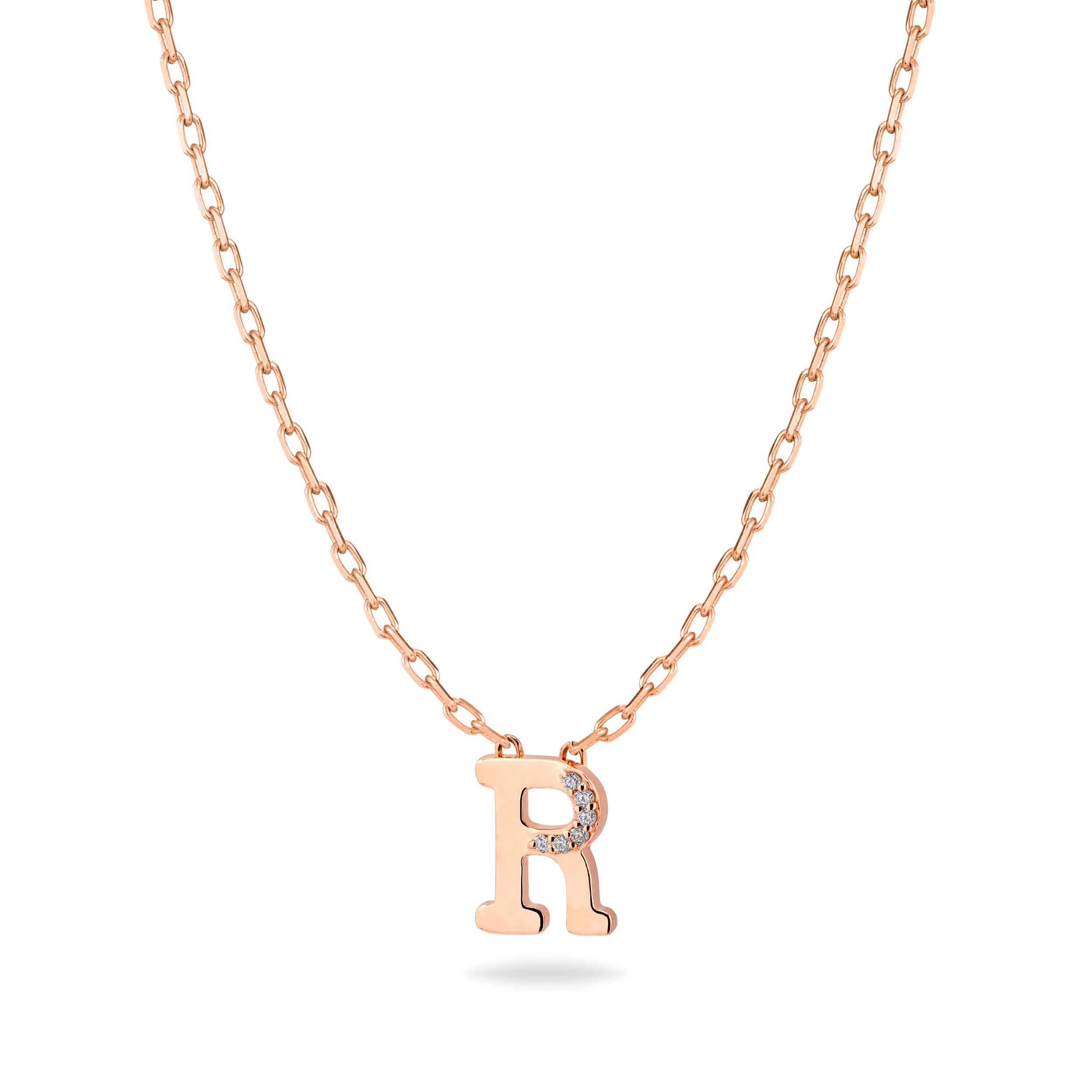 HASHI Initial R ر in 18k rose gold with diamonds