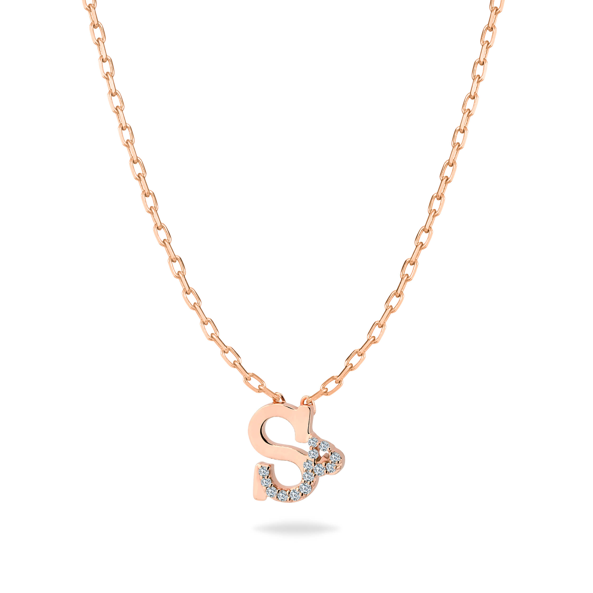 HASHI Initial S ش in 18k rose gold with diamonds