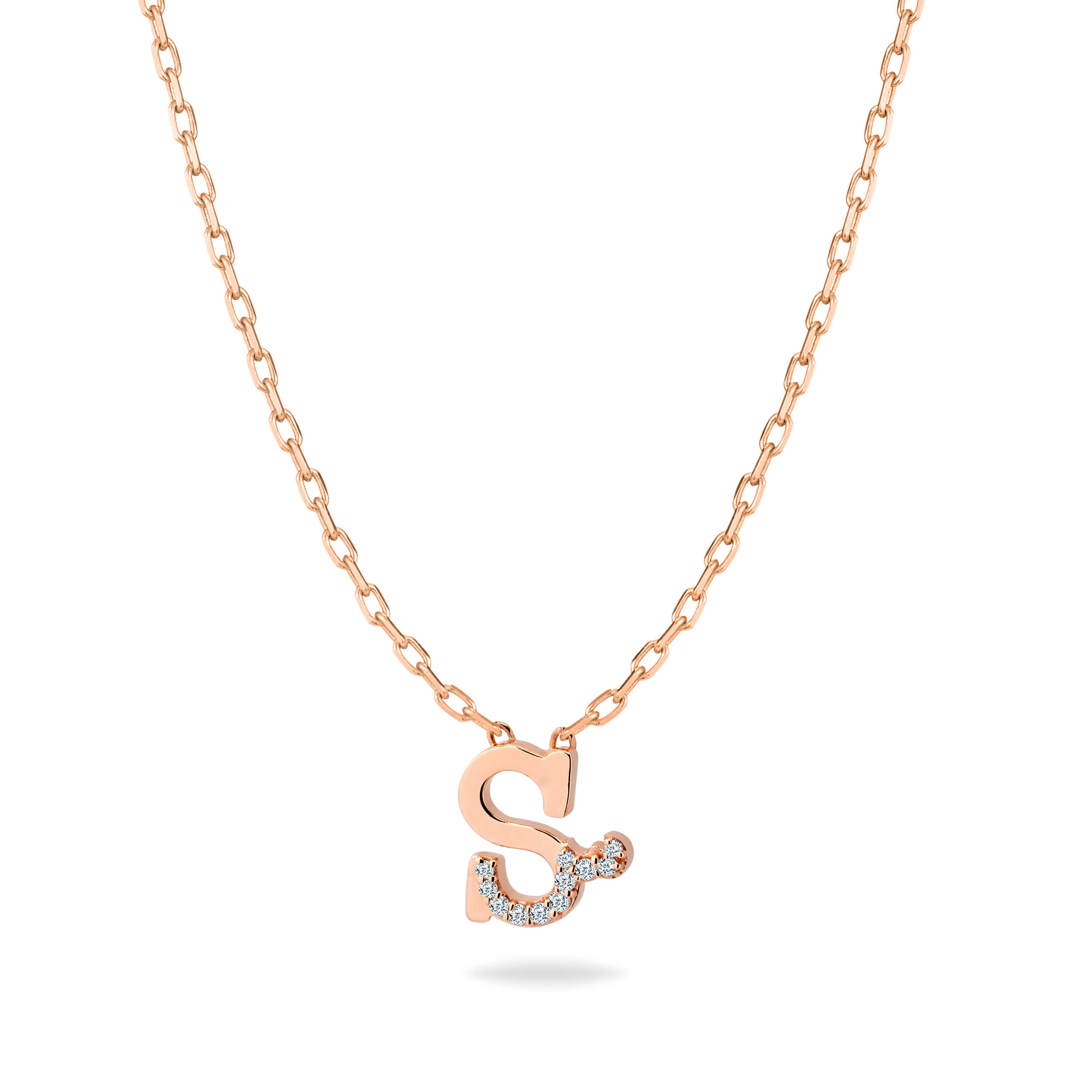 HASHI Initial S2 س in 18k rose gold with diamonds