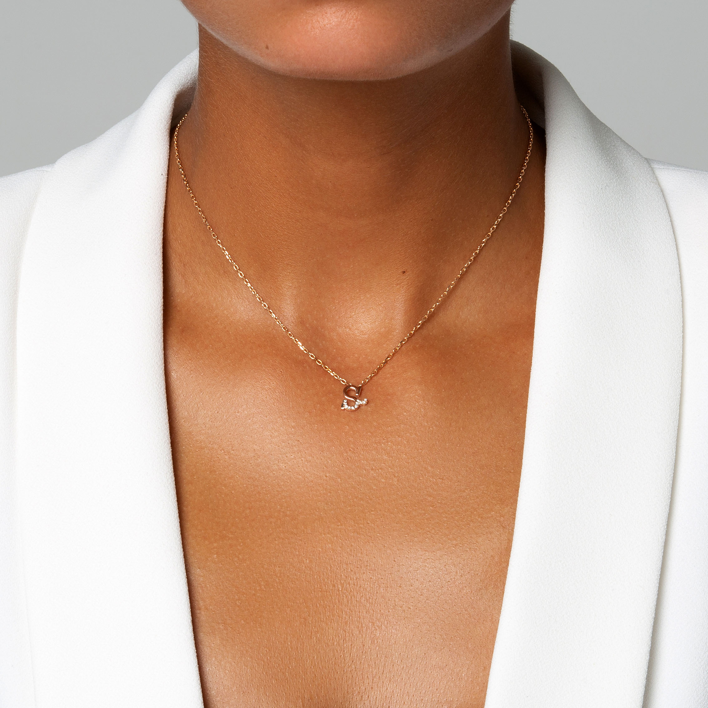 HASHI Initial S2 س in 18k rose gold with diamonds, view 2