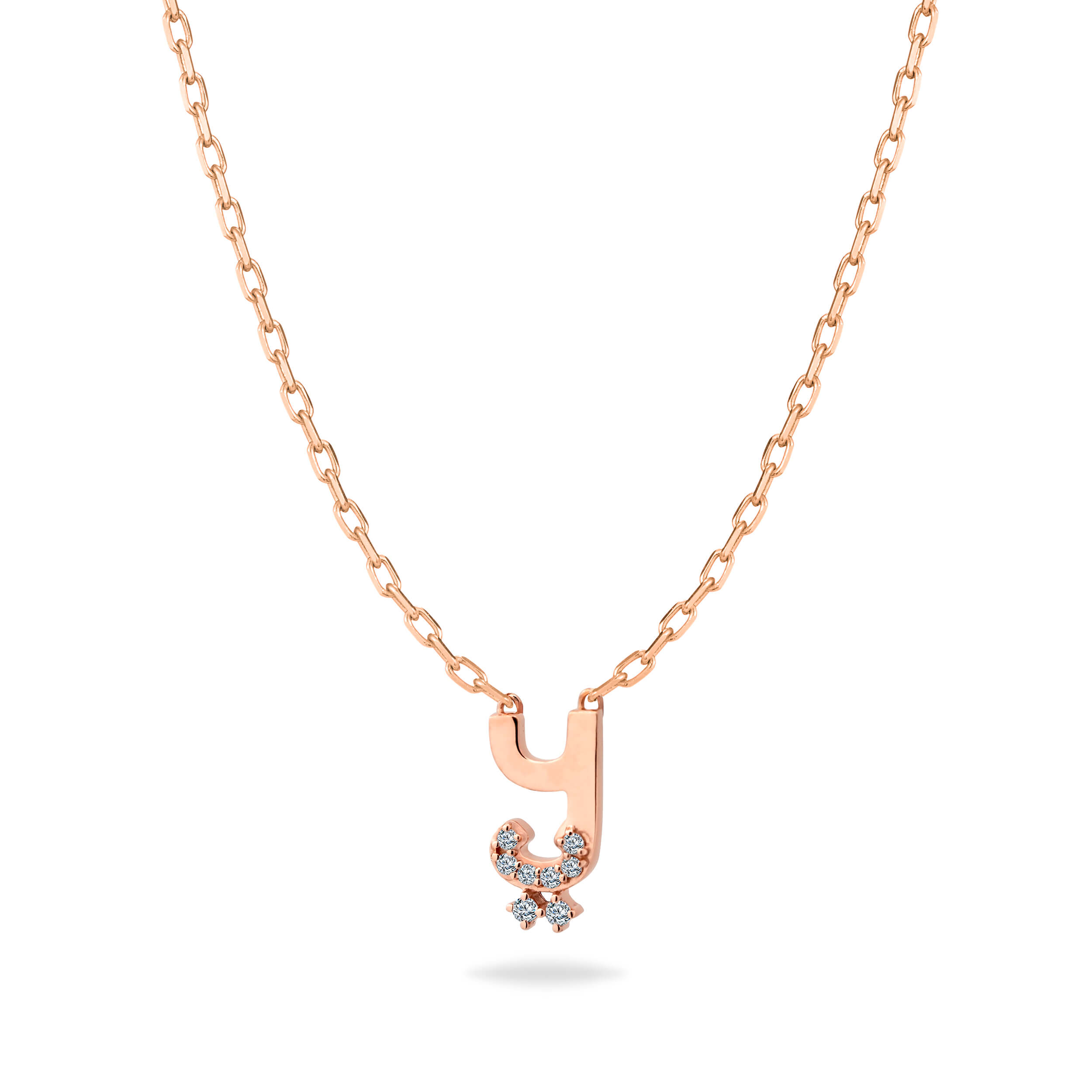 HASHI Initial Y ي in 18k rose gold with diamonds