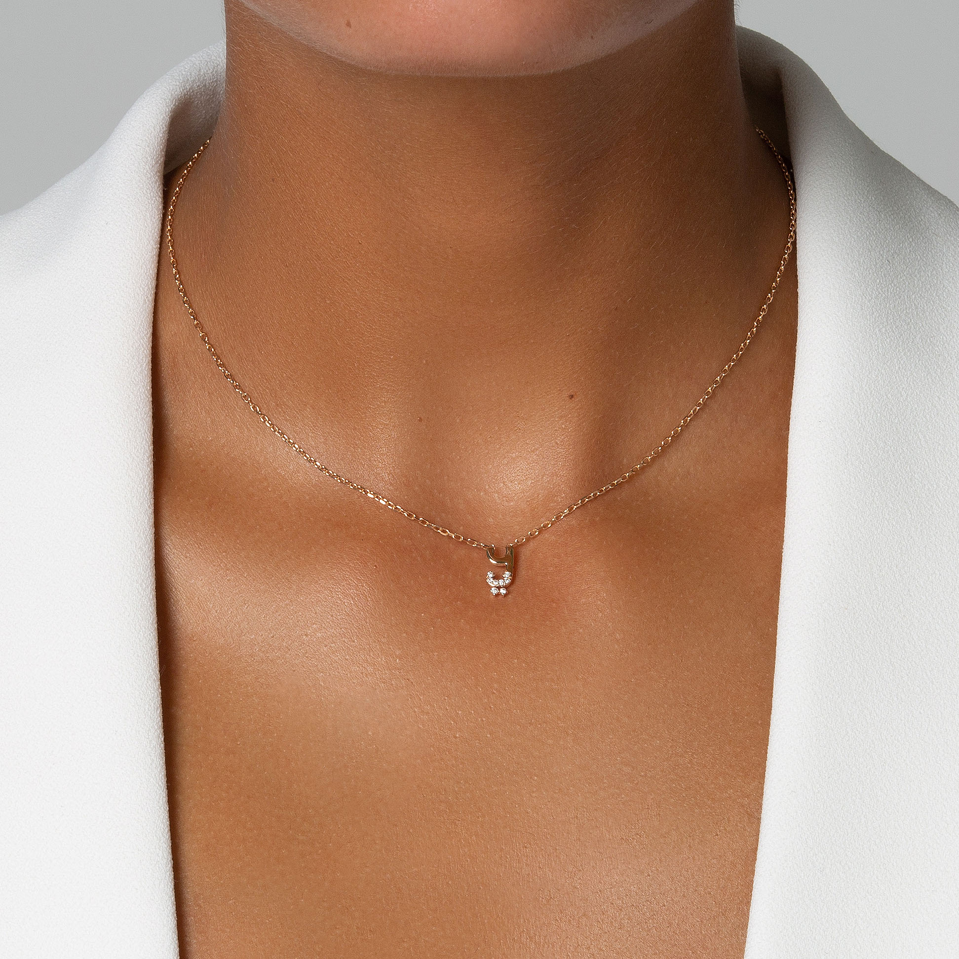 HASHI Initial Y ي in 18k rose gold with diamonds, view 2