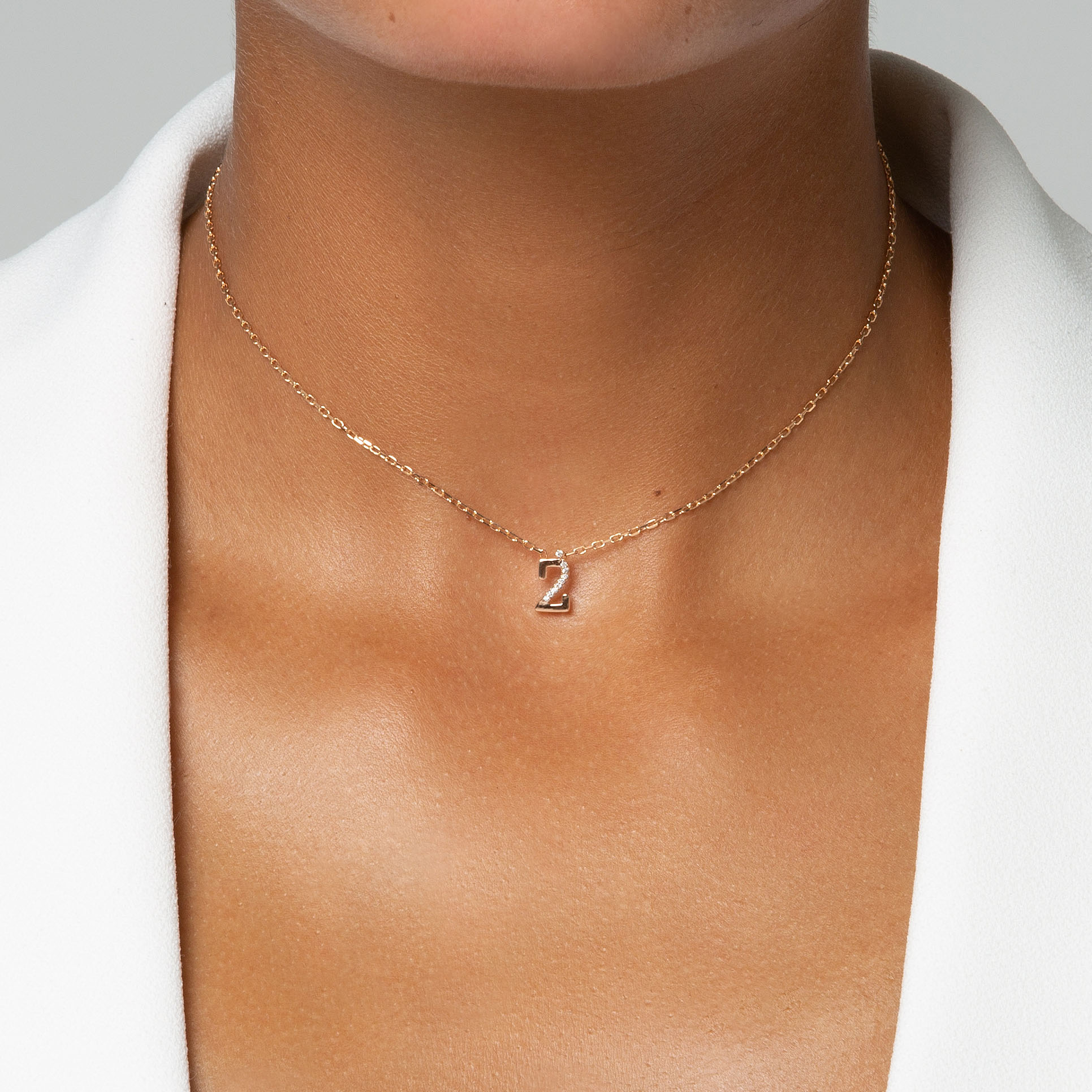 HASHI Initial Z ز in 18k rose gold with diamonds, view 2