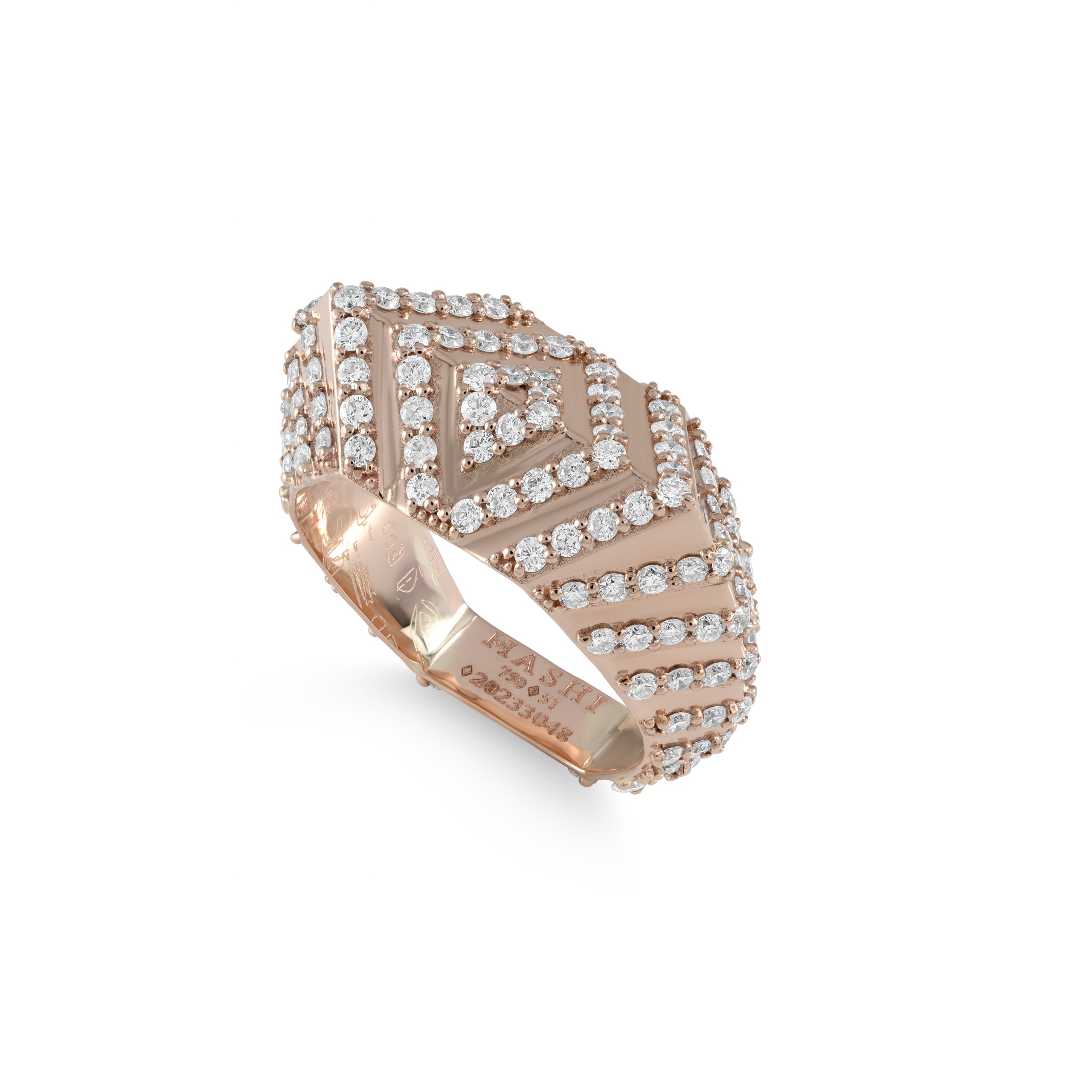 Hatshepsut Ring No Stone in 18k rose gold with diamonds