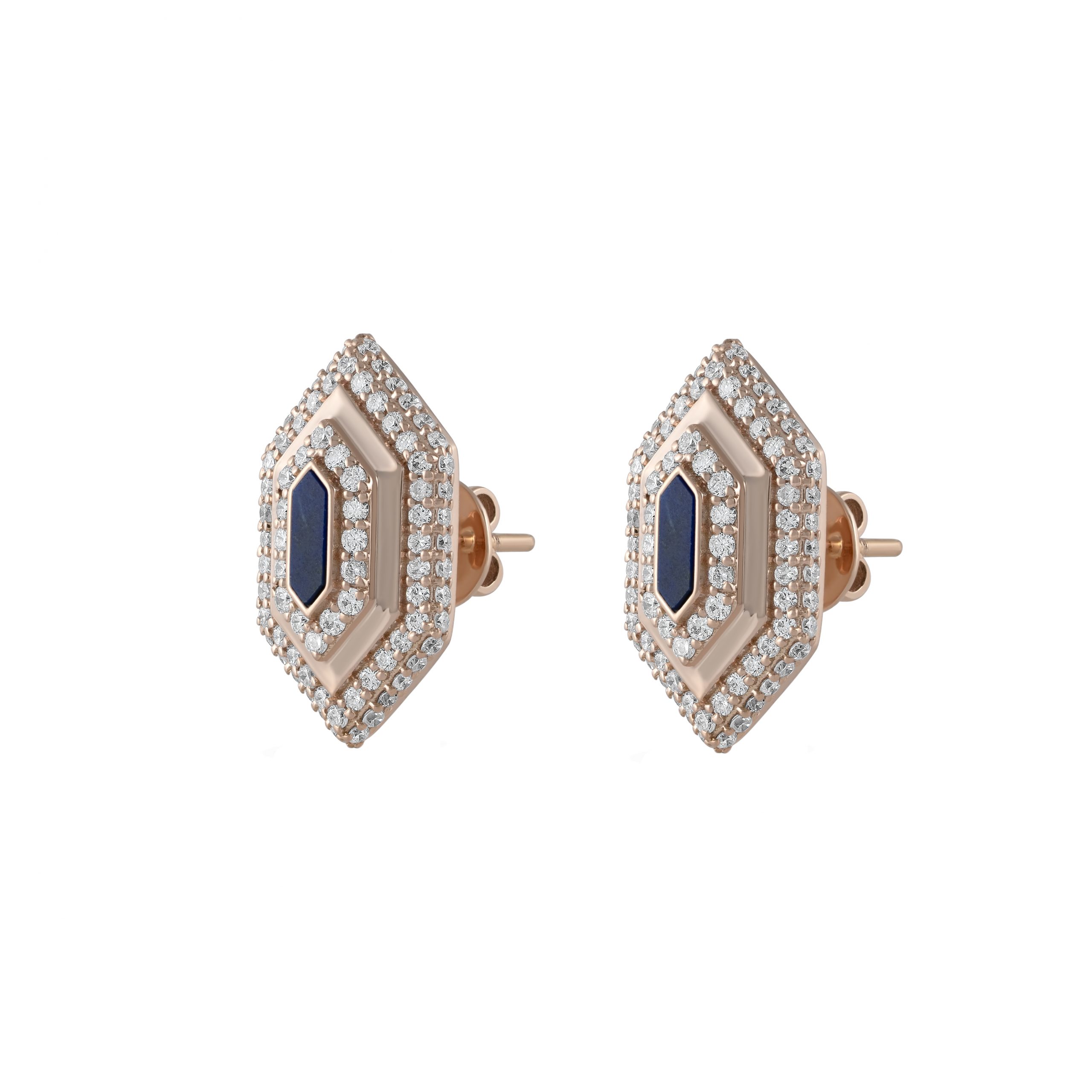 Hatshepsut Stud Earrings with diamonds and lapis lazuli