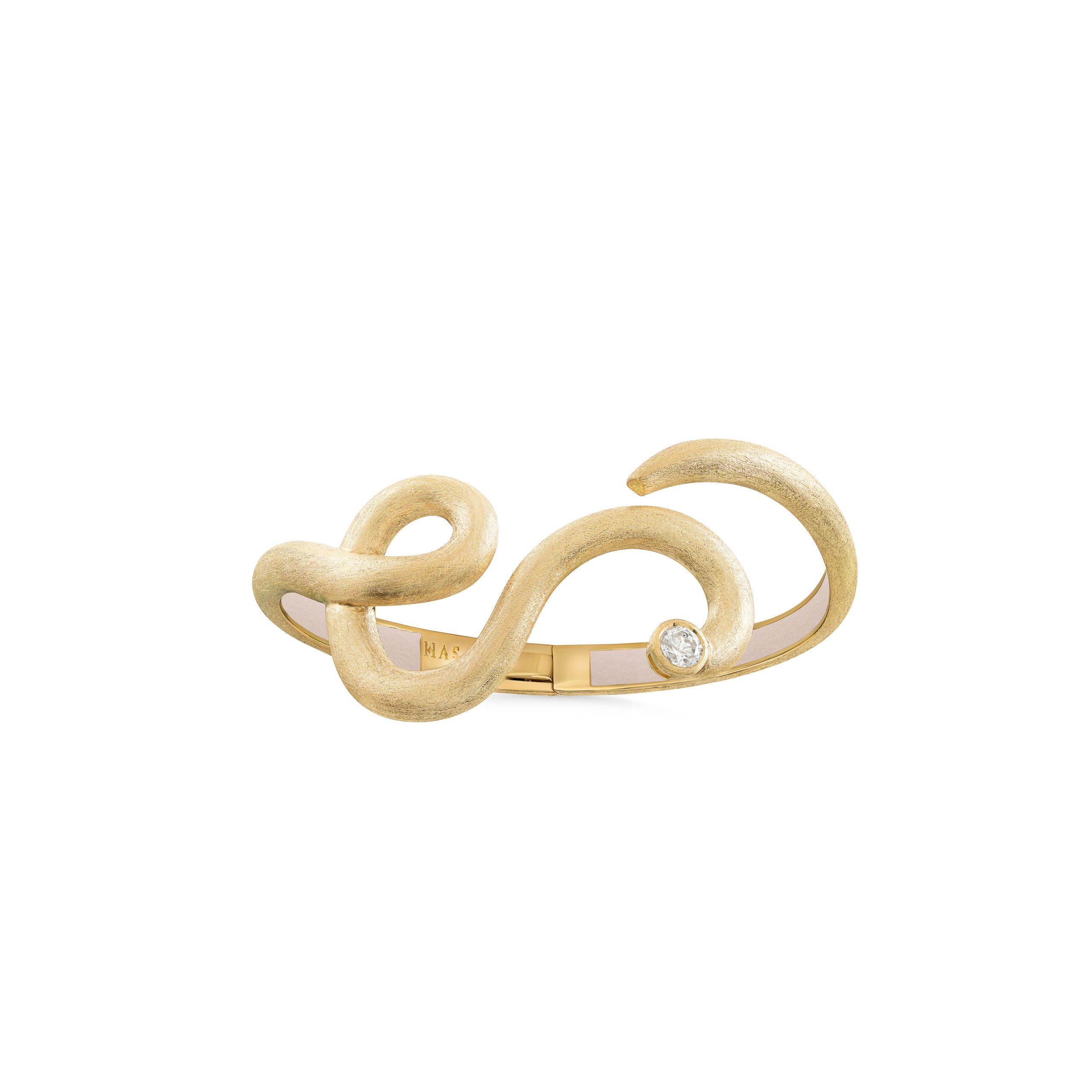 La Via Bangle in 18k yellow gold with diamonds