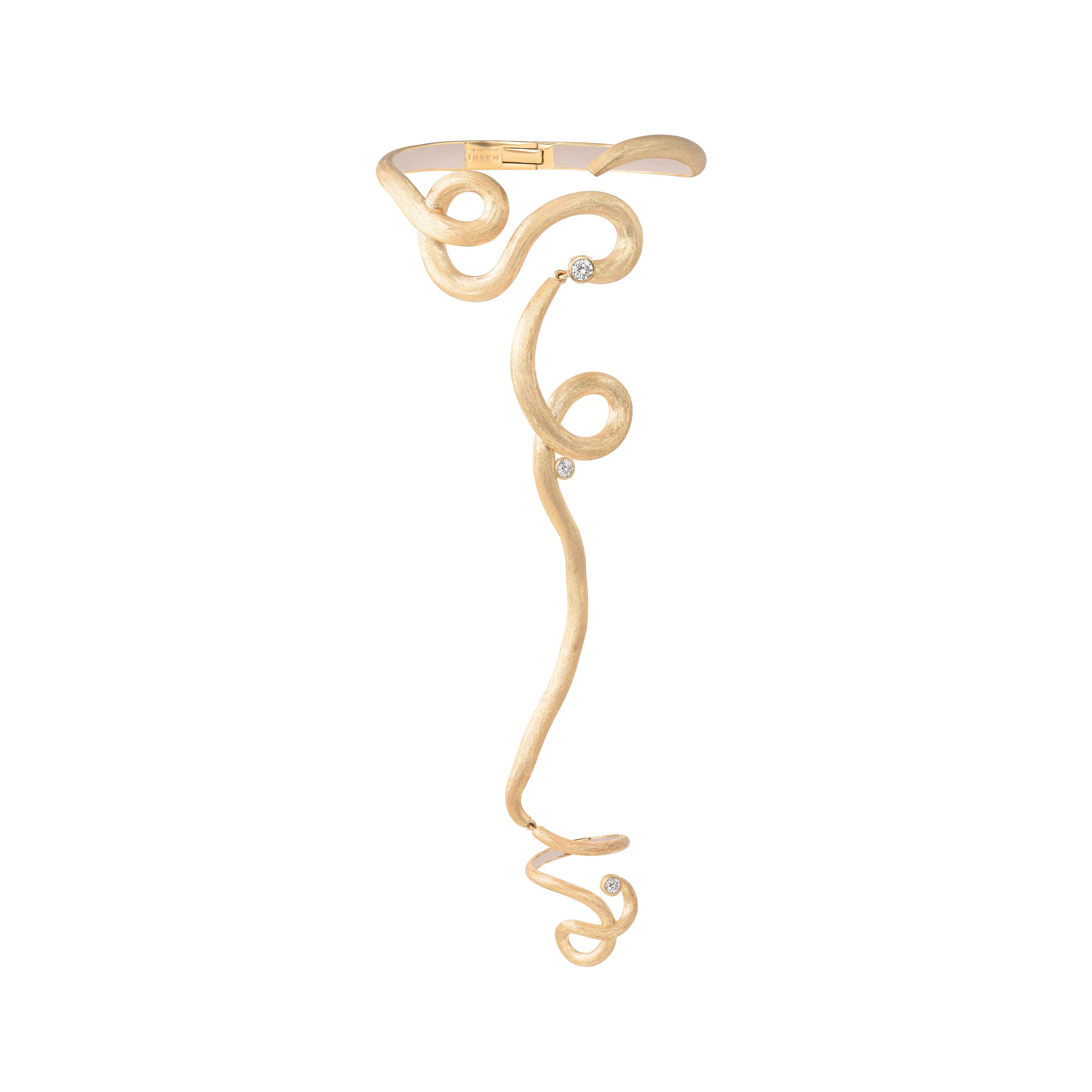 La Via Big Bangle in 18k yellow gold with diamonds