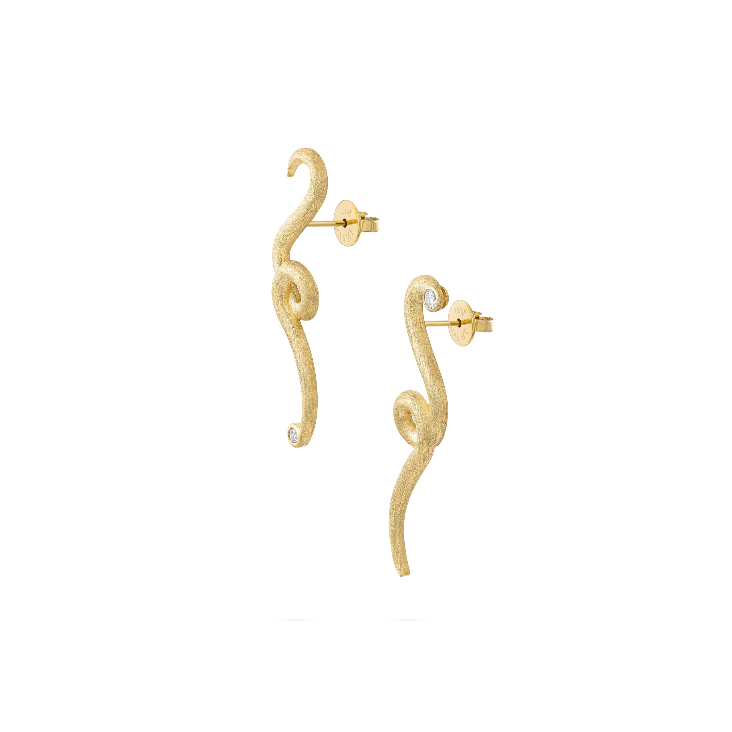 La Via Big Earrings in 18k yellow gold with diamonds, view 2
