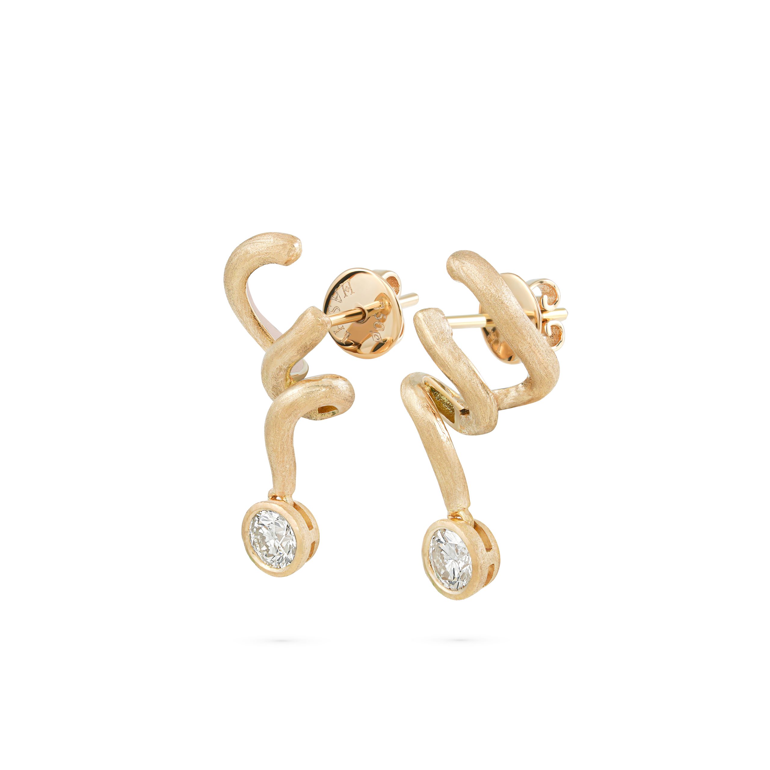 La Via Small Earrings in 18k yellow gold with diamonds