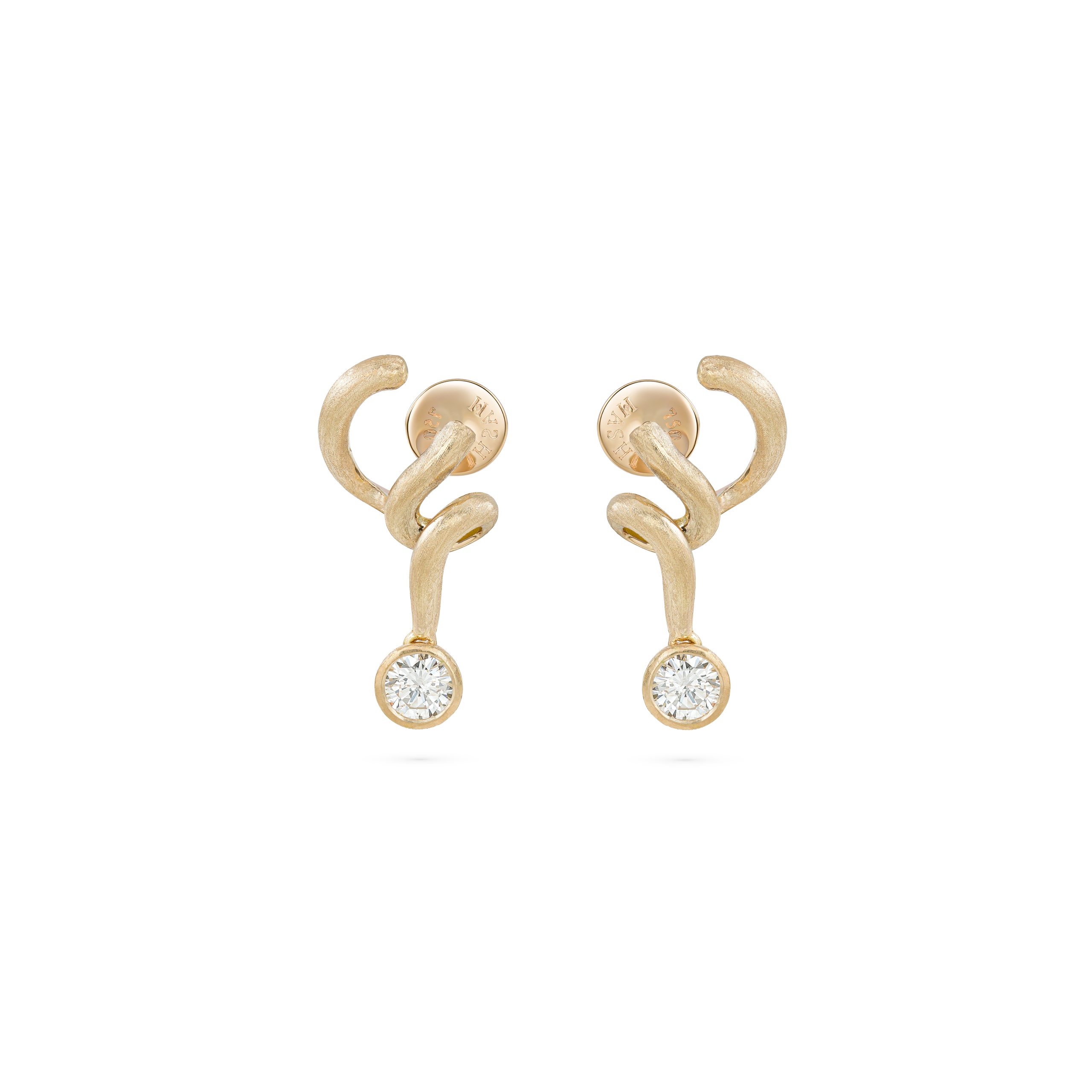 La Via Small Earrings in 18k yellow gold with diamonds, view 2