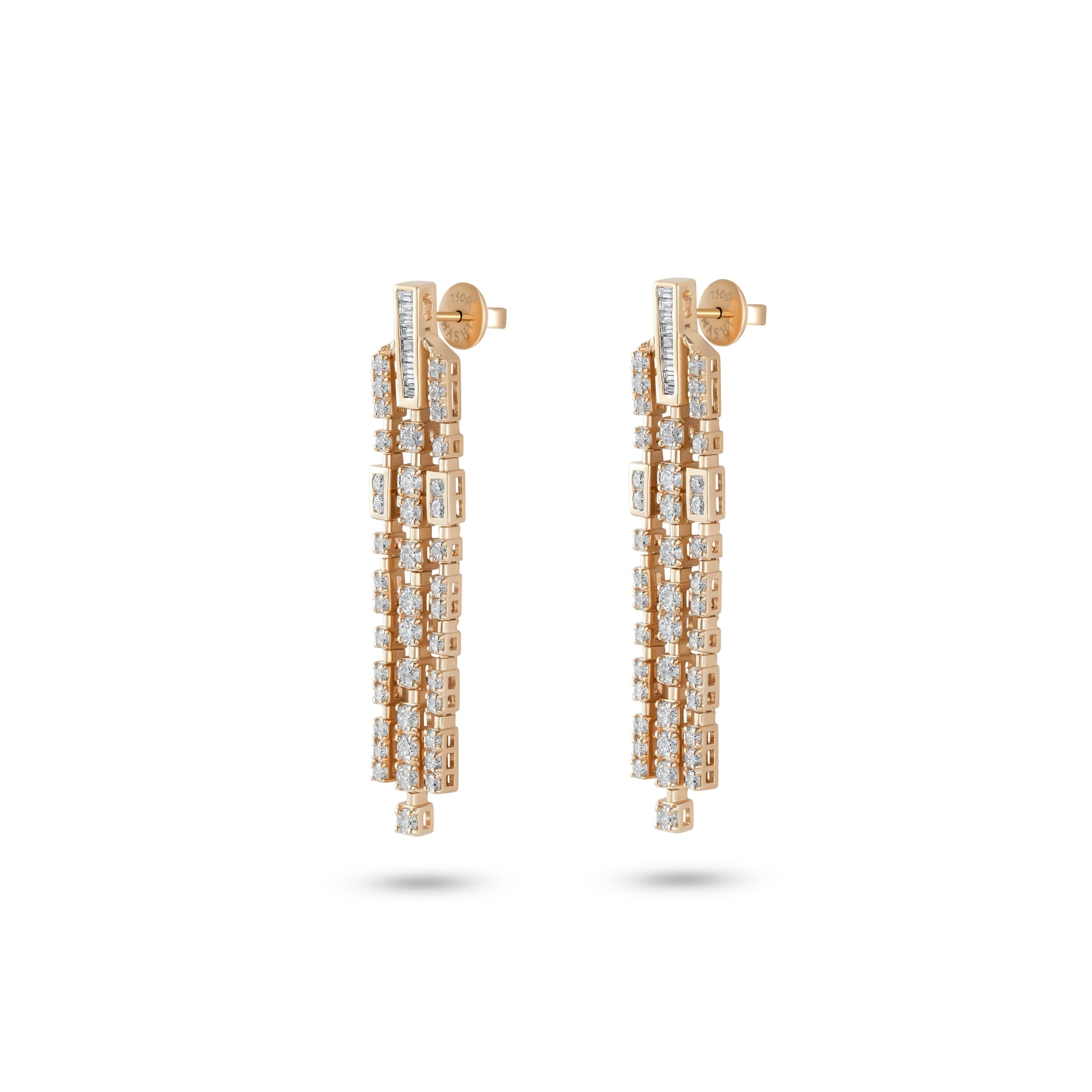 Mozart Earrings in 18k yellow gold with diamonds, view 2