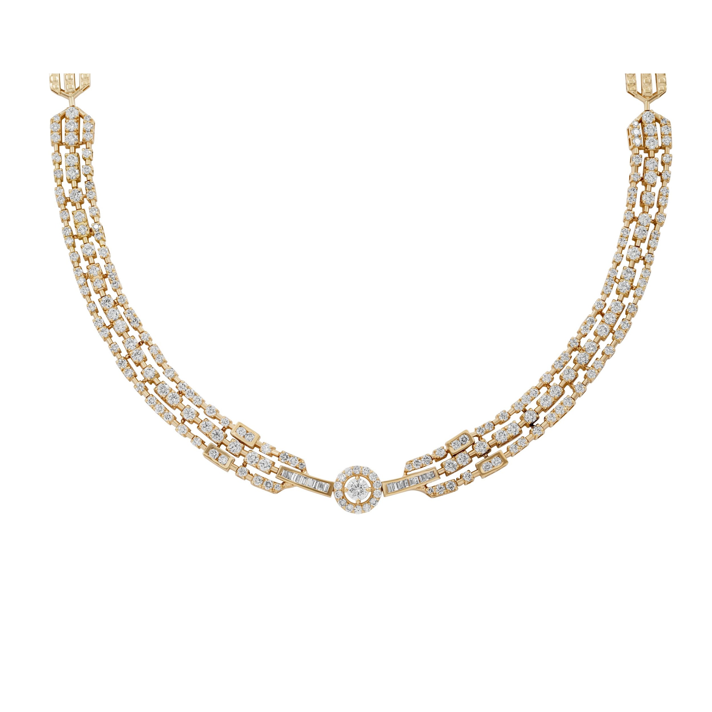 Mozart Necklace in 18k yellow gold with diamonds, view 3