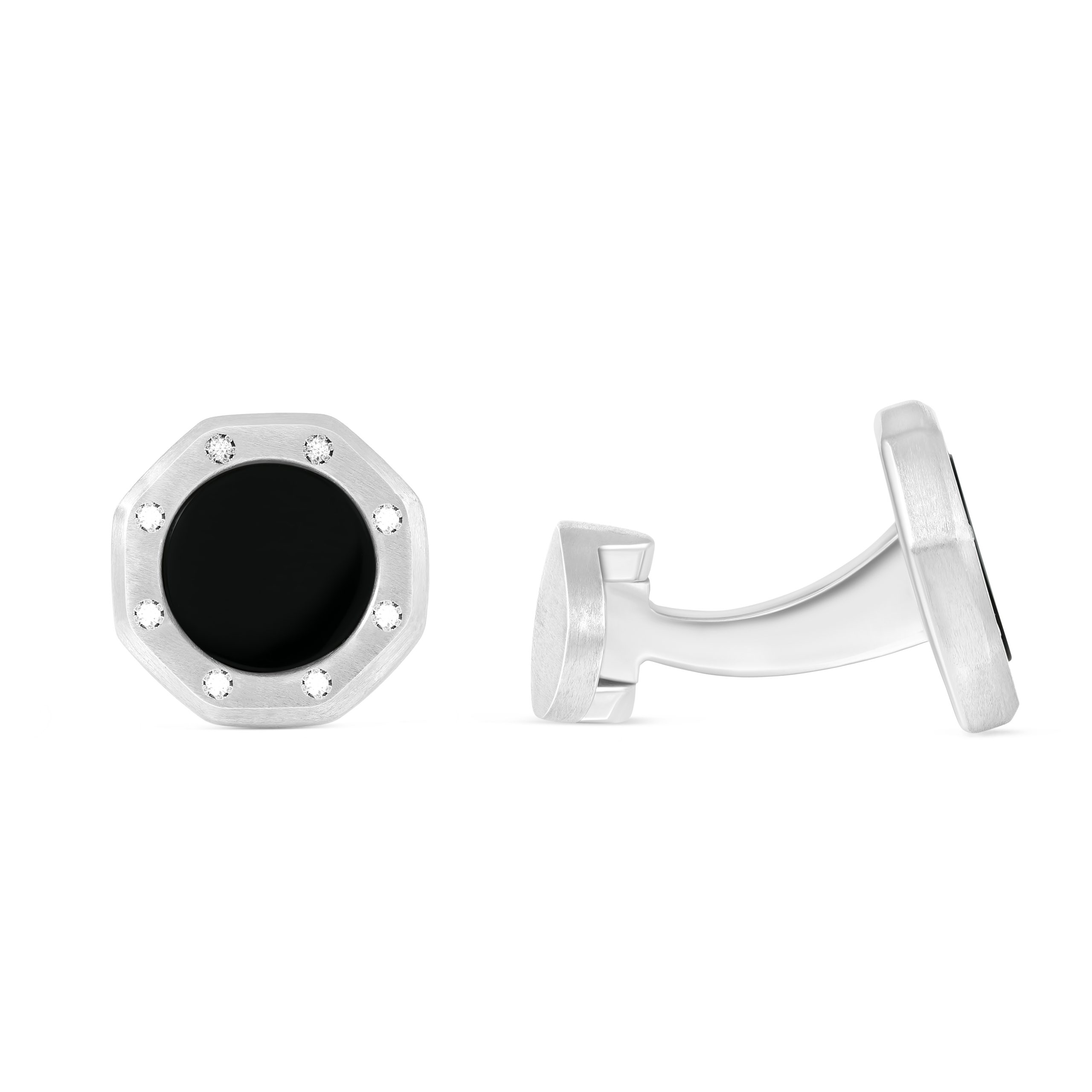 Onyx X Cufflinks in 18k white gold with black onyx