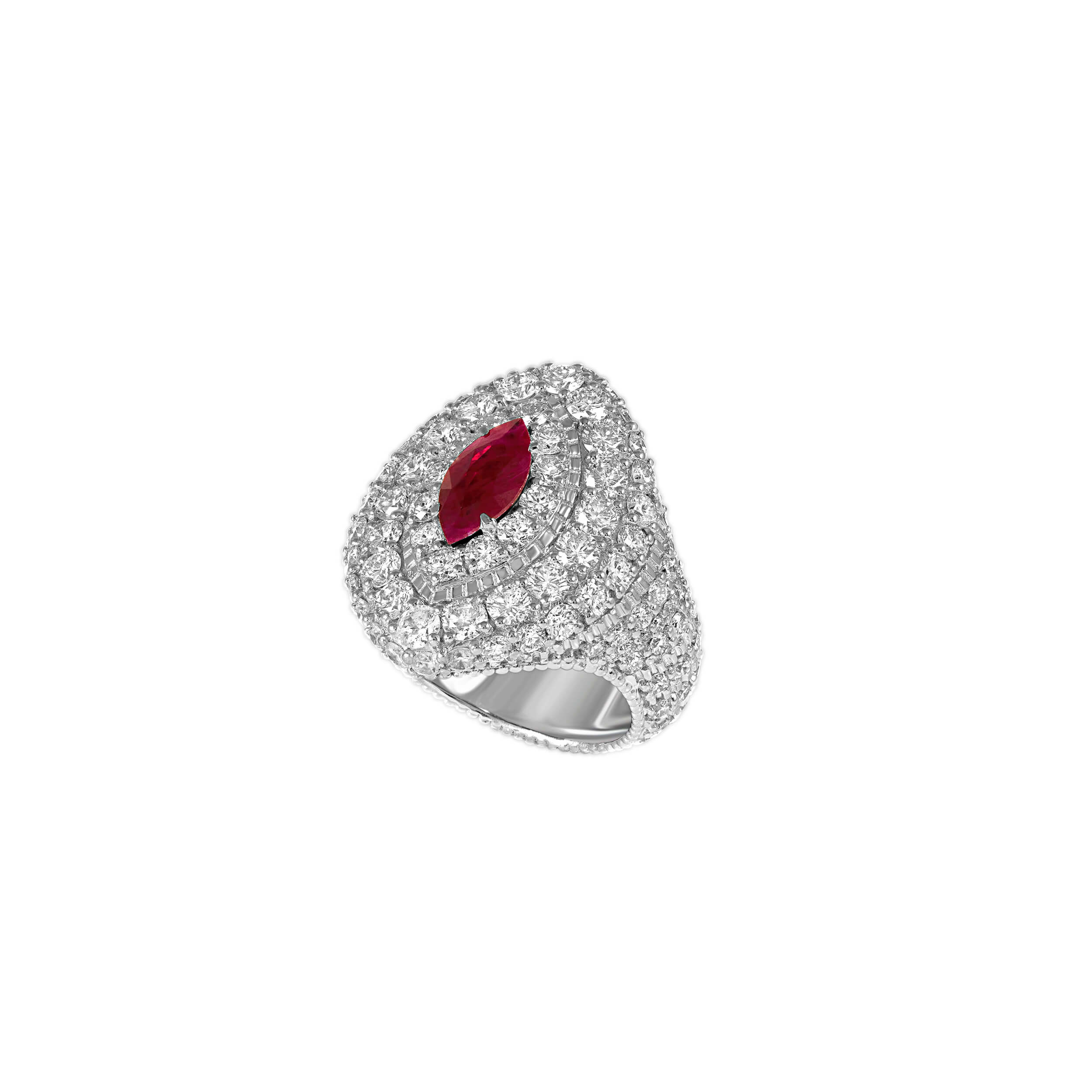 Promise Me Infinity in 18k white gold with diamonds and ruby