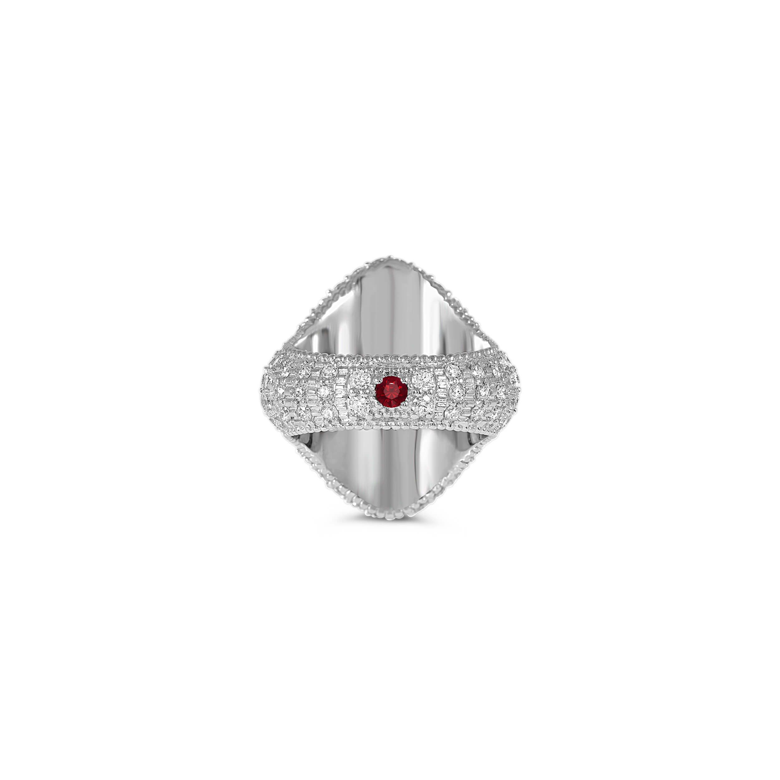 Promise Me Infinity in 18k white gold with diamonds and ruby, view 3