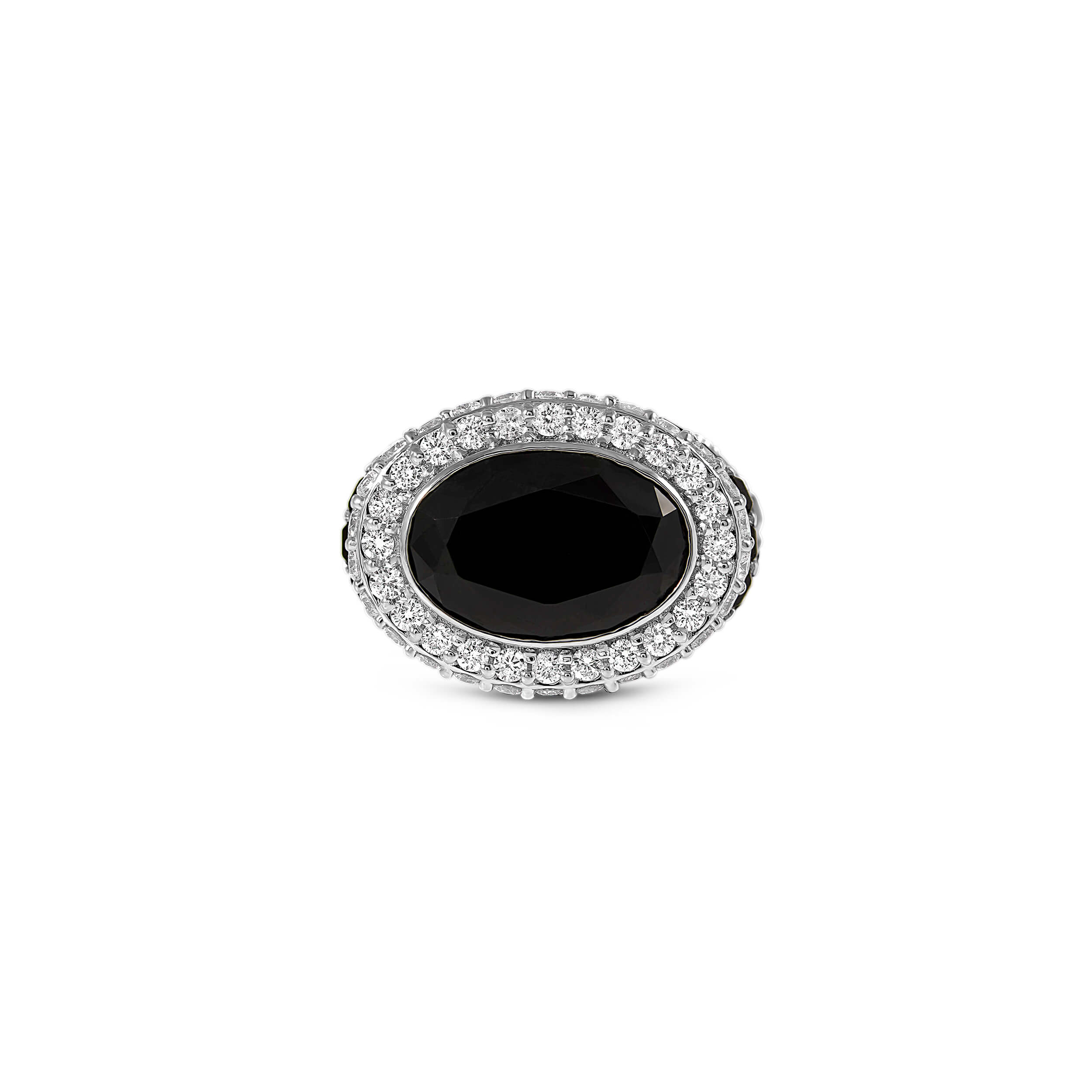 Promise Me Love in 18k white gold with diamonds and black onyx, view 2