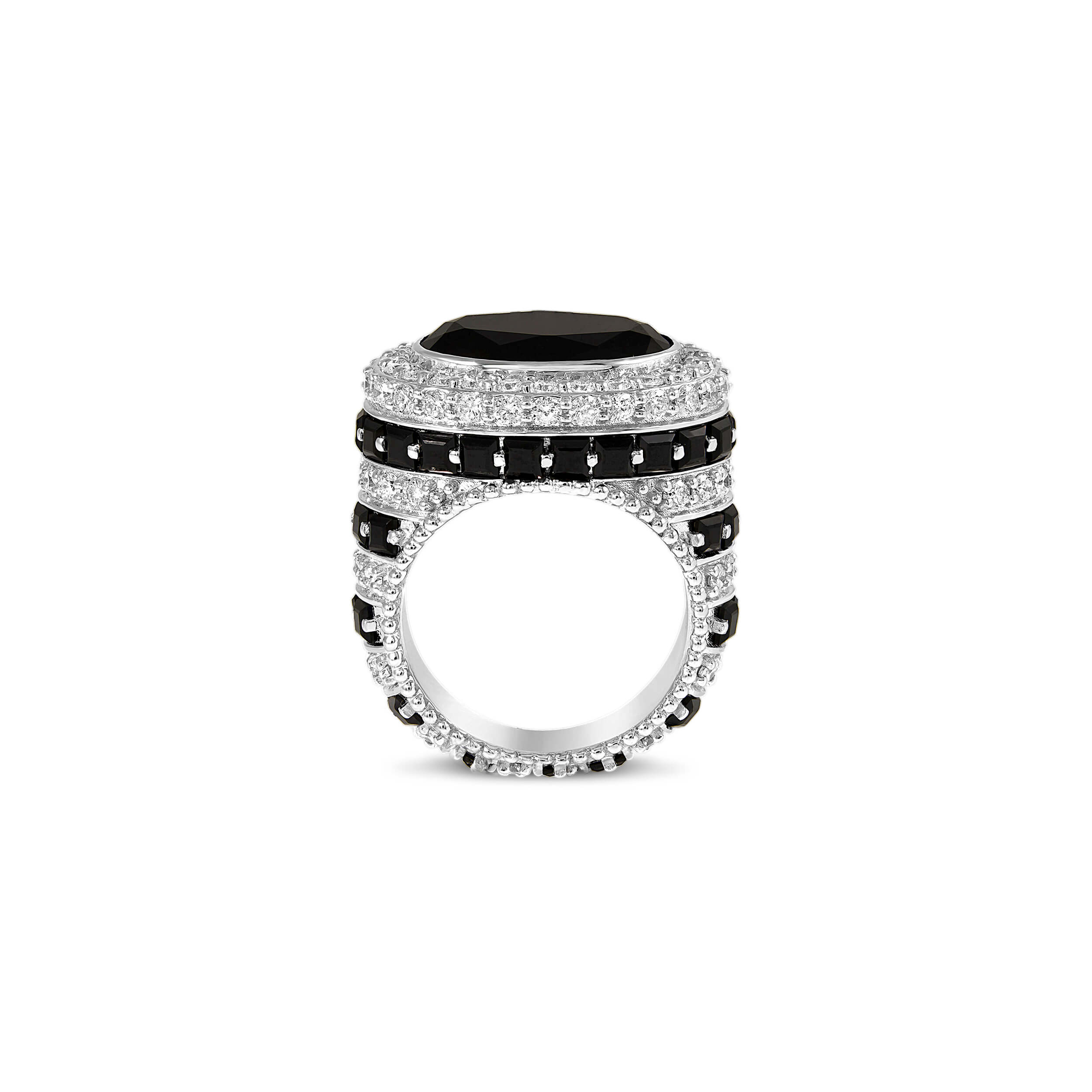 Promise Me Love in 18k white gold with diamonds and black onyx, view 3