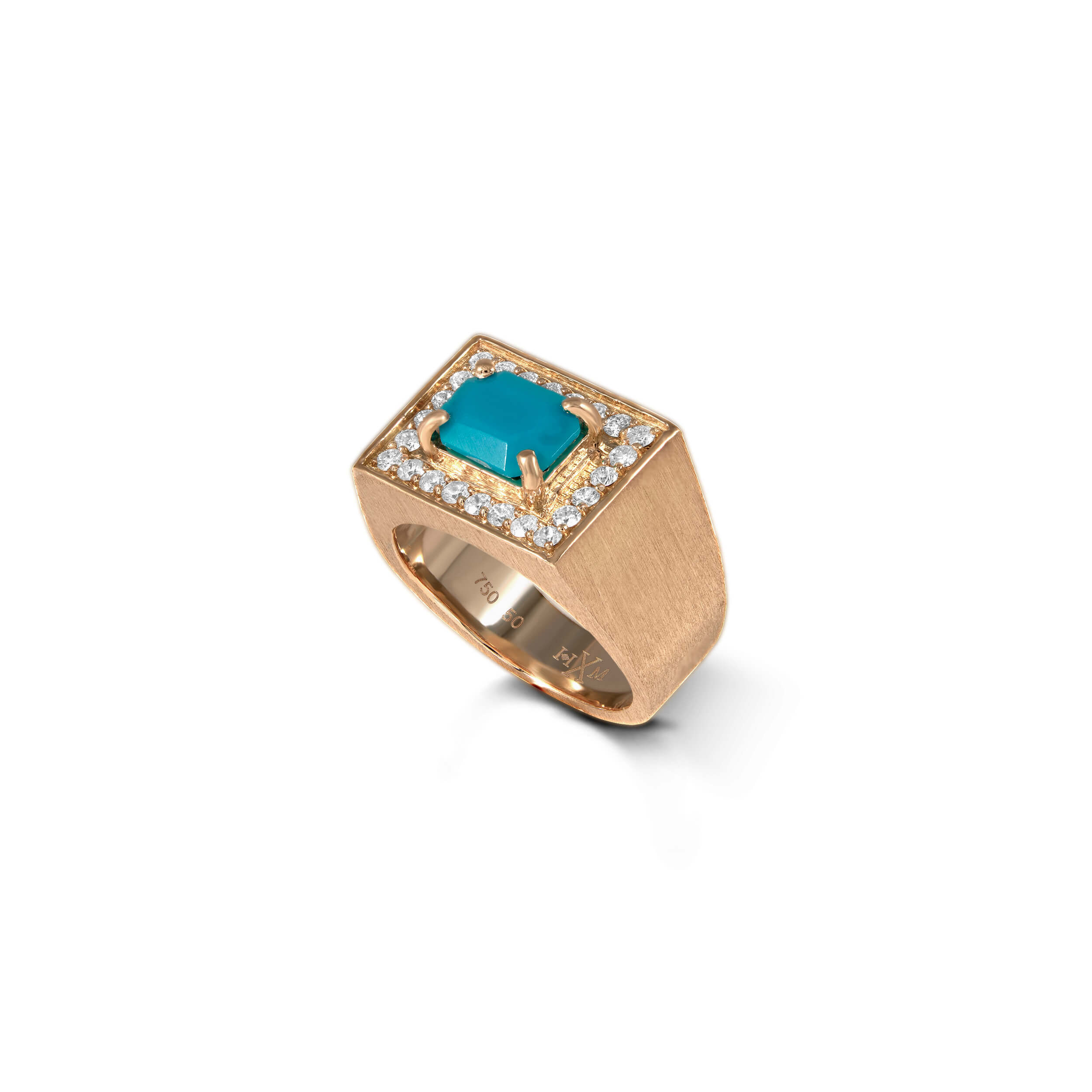 Promise Me Power in 18k yellow gold with diamonds and turquoise, view 2