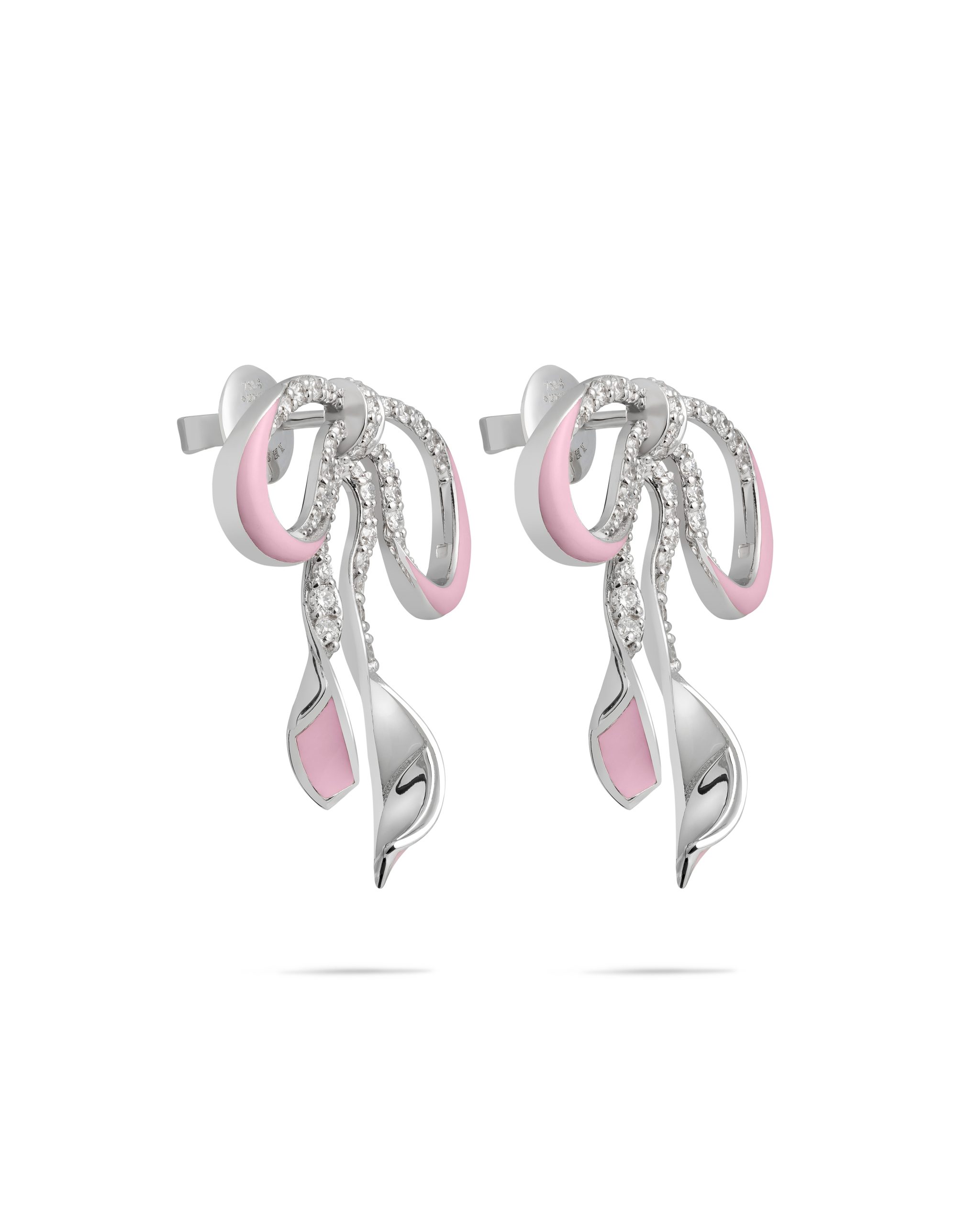 Tied With Love Earring S in 18k white gold with diamonds, view 2