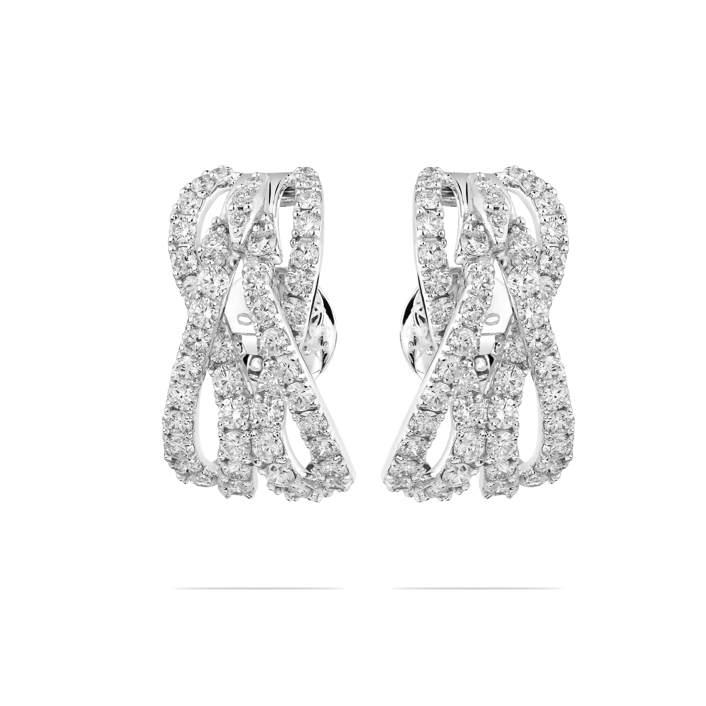 Wave Earrings in 18k white gold with diamonds, view 2
