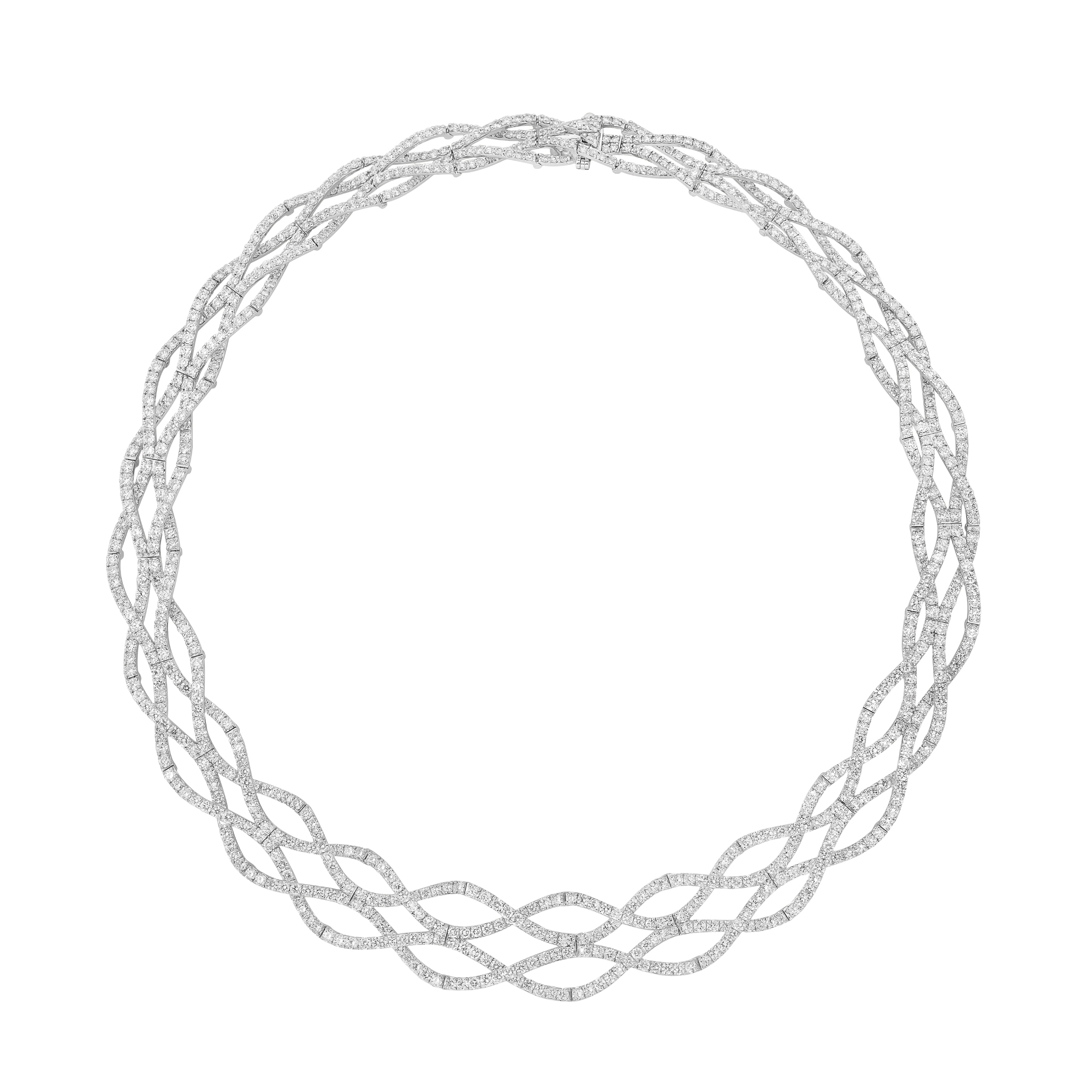 Wave Necklace in 18k white gold with diamonds