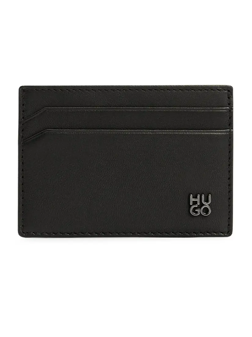 Mbajtës Kartash Lëkure Hugo Boss Stacked Logo