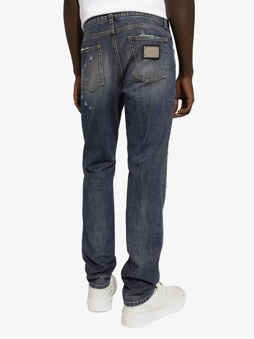 Dolce & Gabbana Logo Plaque Distressed Jeans