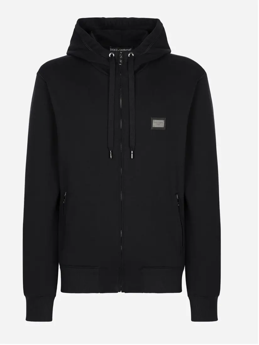 Dolce & Gabbana Logo Plaque Zip-Up Hoodie
