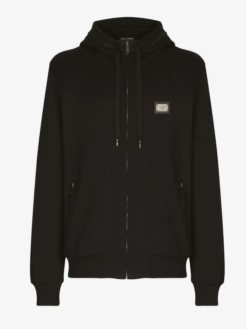 Hoodie Dolce & Gabbana Logo Tag Zip-Up