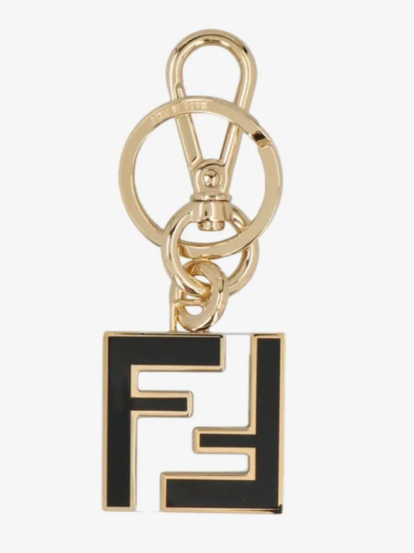 Mbajtëse çelësash Fendi FF Keyring in Gold Galvanic