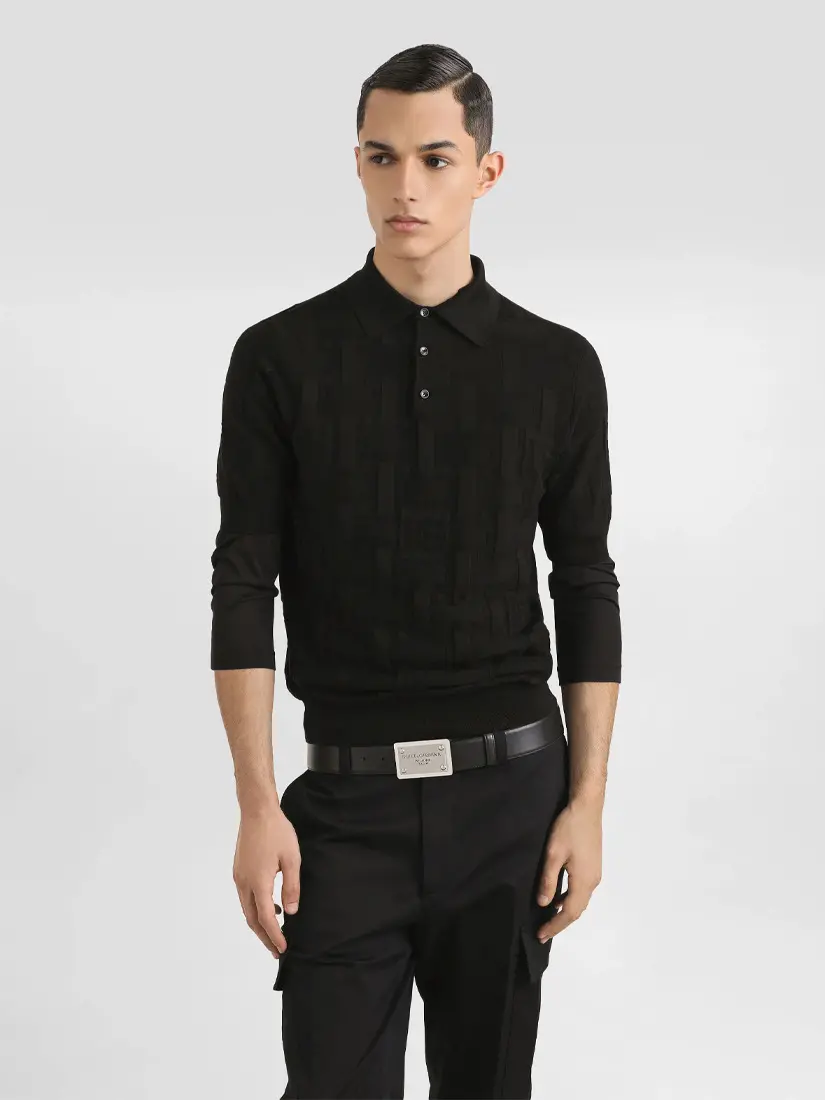 Bluzë Polo Dolce & Gabbana Silk With Jacquard Logo