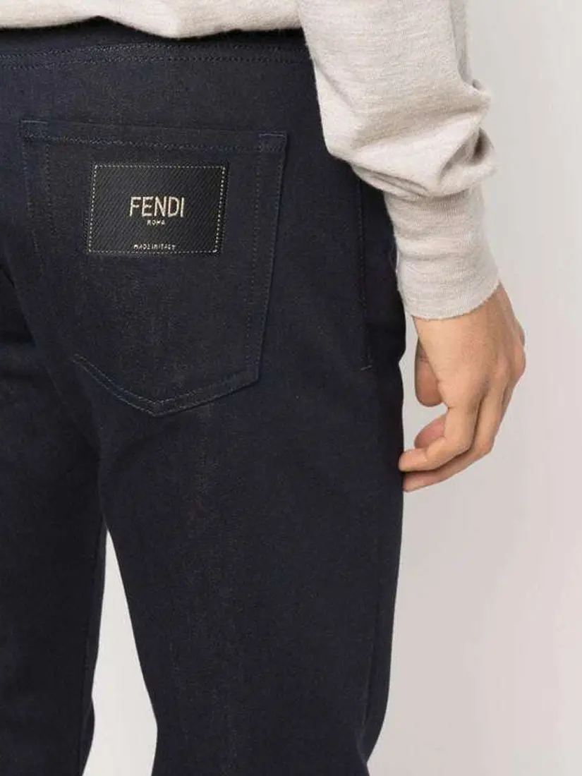 Fendi Regular Logo Jacquard Blue Denim