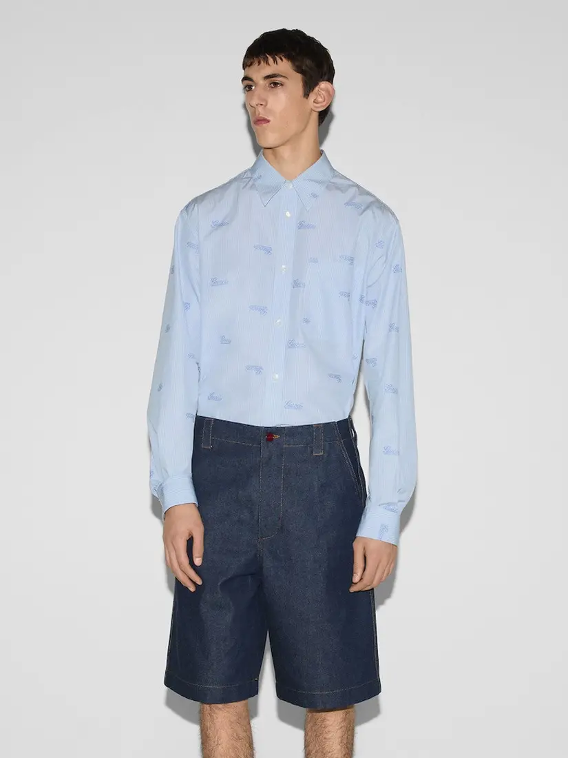 Gucci Embroidered Striped Shirt