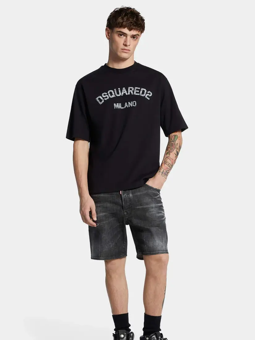 DSquared2 Black Easy Wash Marine Denim Shorts