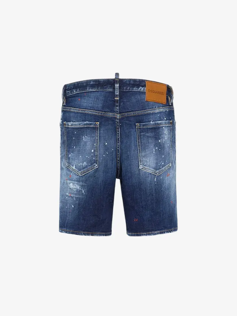 DSquared2 Medium Easy Red Spots Wash Marine Denim Shorts