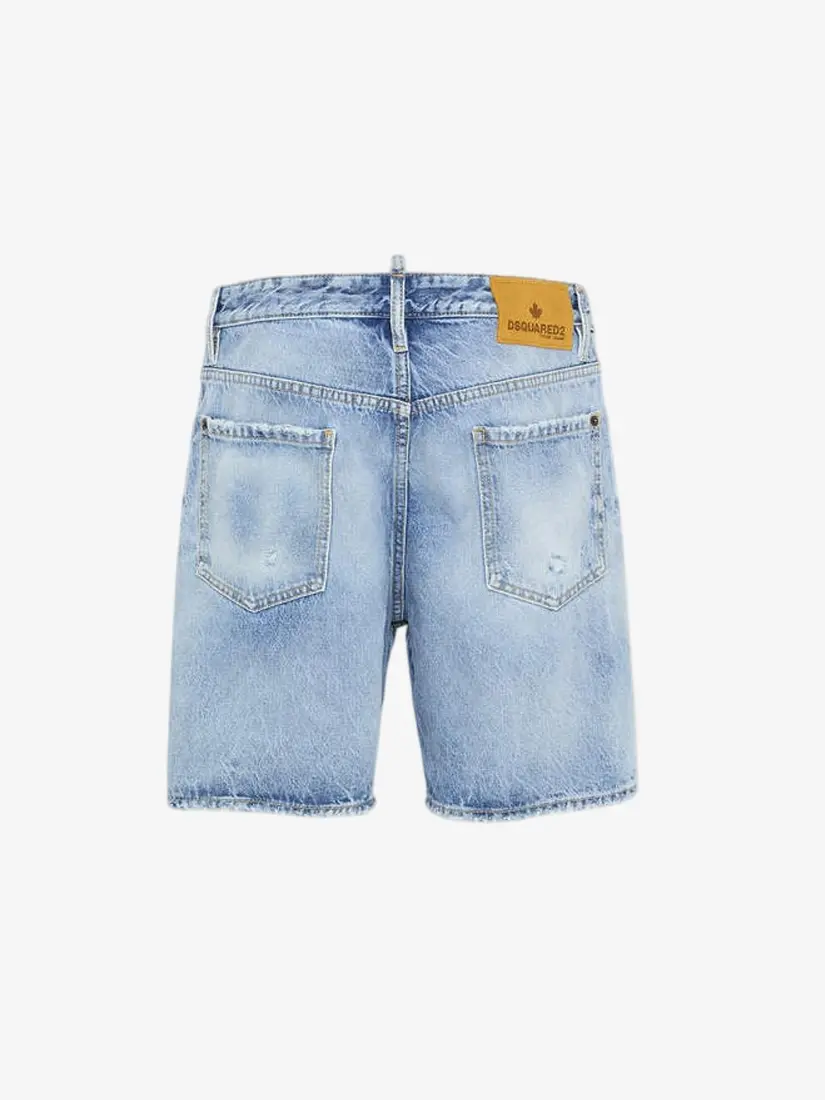 DSquared2 Light Diagonal Wash Marine Denim Shorts