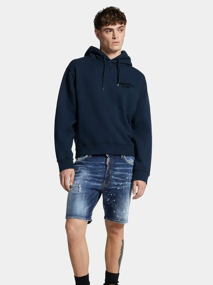 DSquared2 Medium Easy Red Spots Wash Marine Denim Shorts