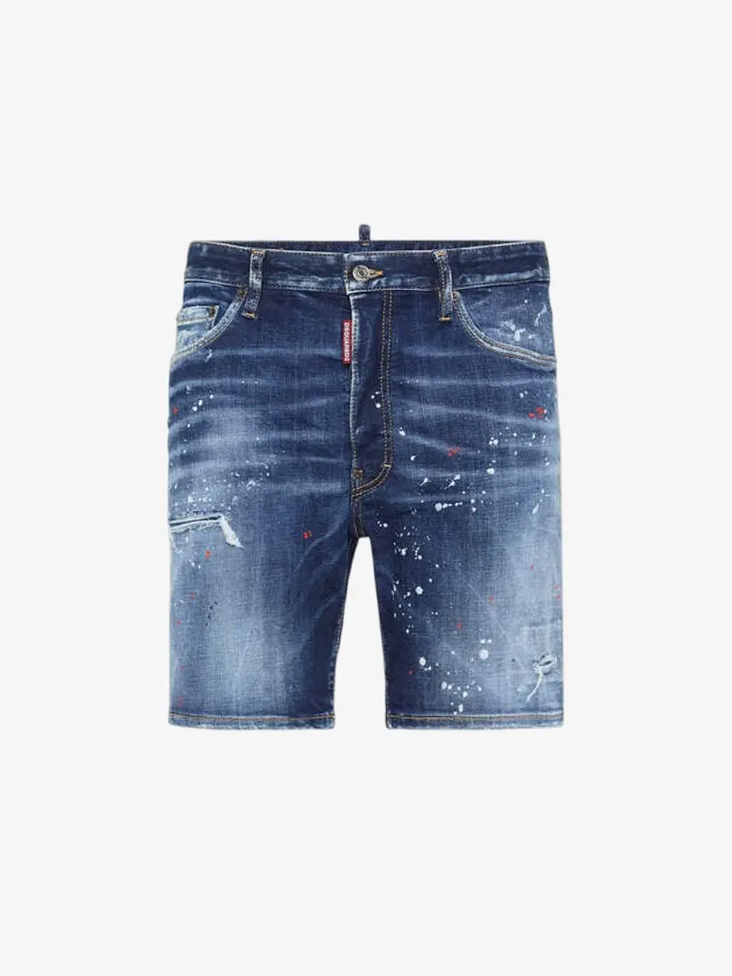 Pantallona të shkutra xhins DSquared2 Medium Easy Red Spots Wash Marine