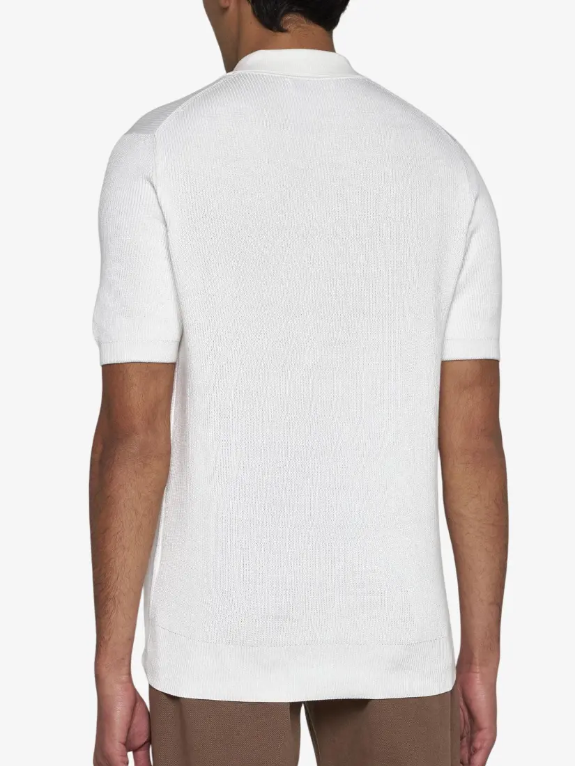 Bluzë Polo Brunello Cucinelli White Cotton Knit