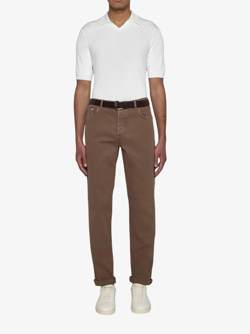 Bluzë Polo Brunello Cucinelli White Cotton Knit