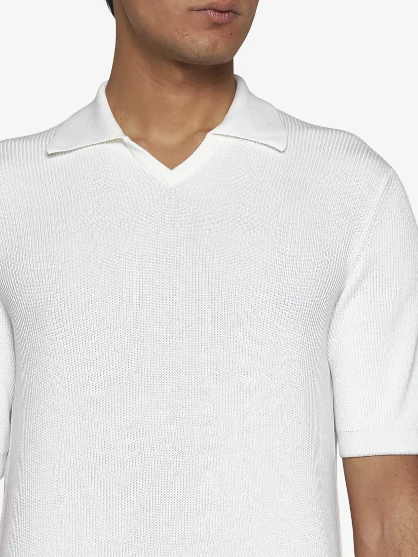 Bluzë Polo Brunello Cucinelli White Cotton Knit