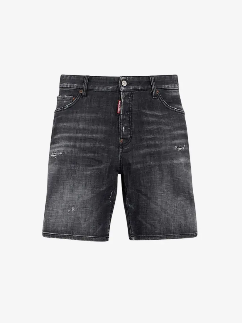 Pantallona të shkutra xhins Dsquared2 Black Fog Wash Marine