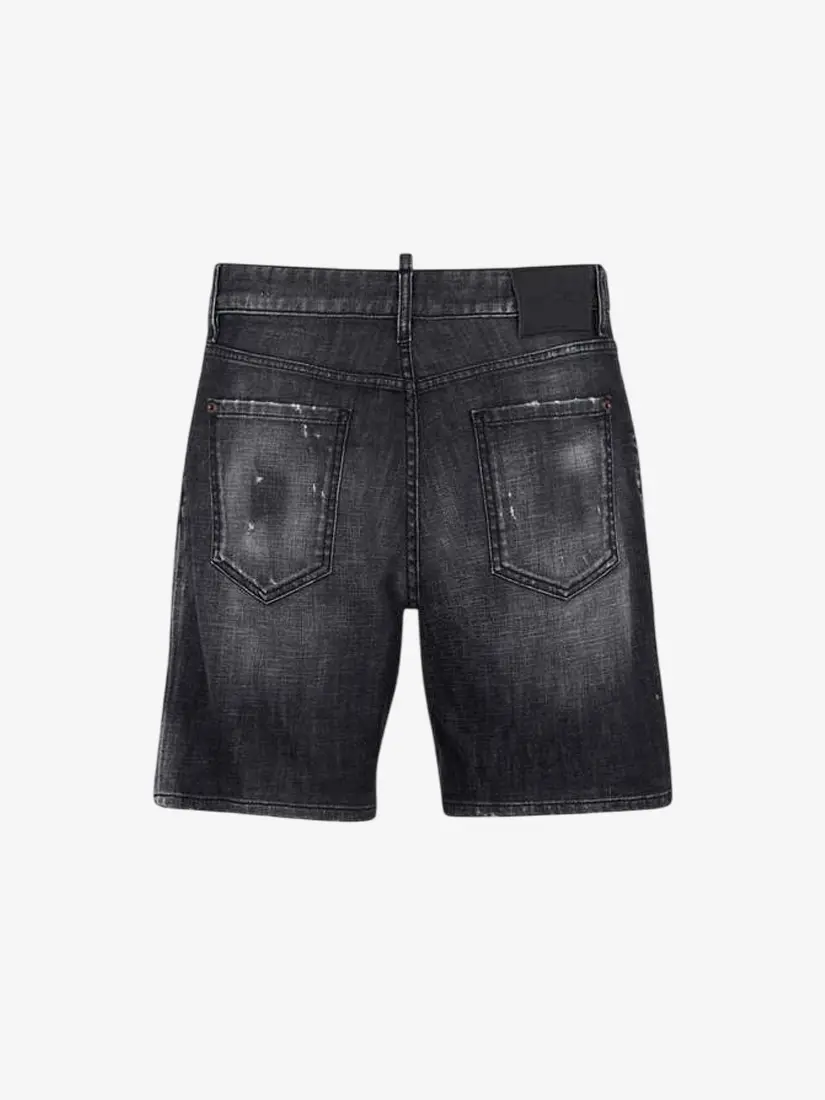 Dsquared2 Black Fog Wash Marine Denim Shorts