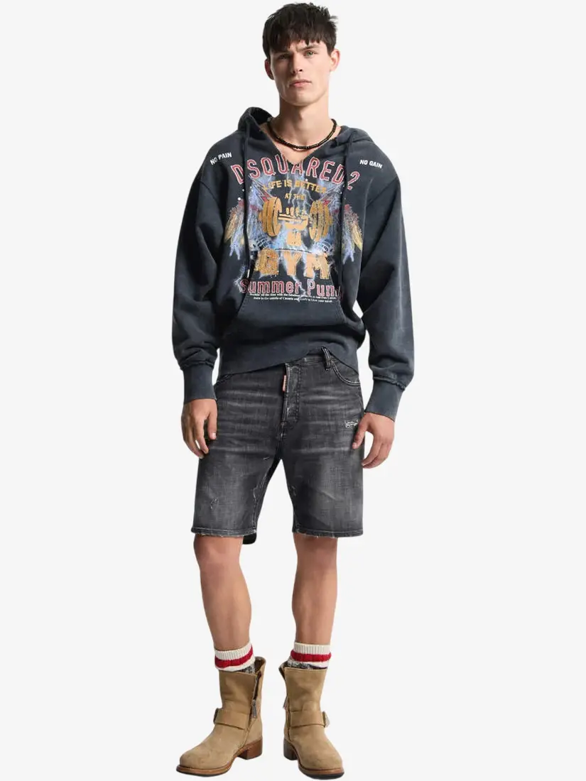Dsquared2 Black Fog Wash Marine Denim Shorts