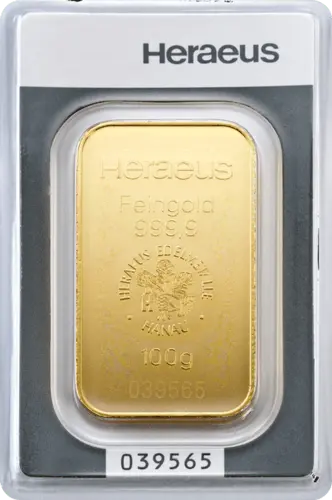 Heraeus Goldbarren 100g