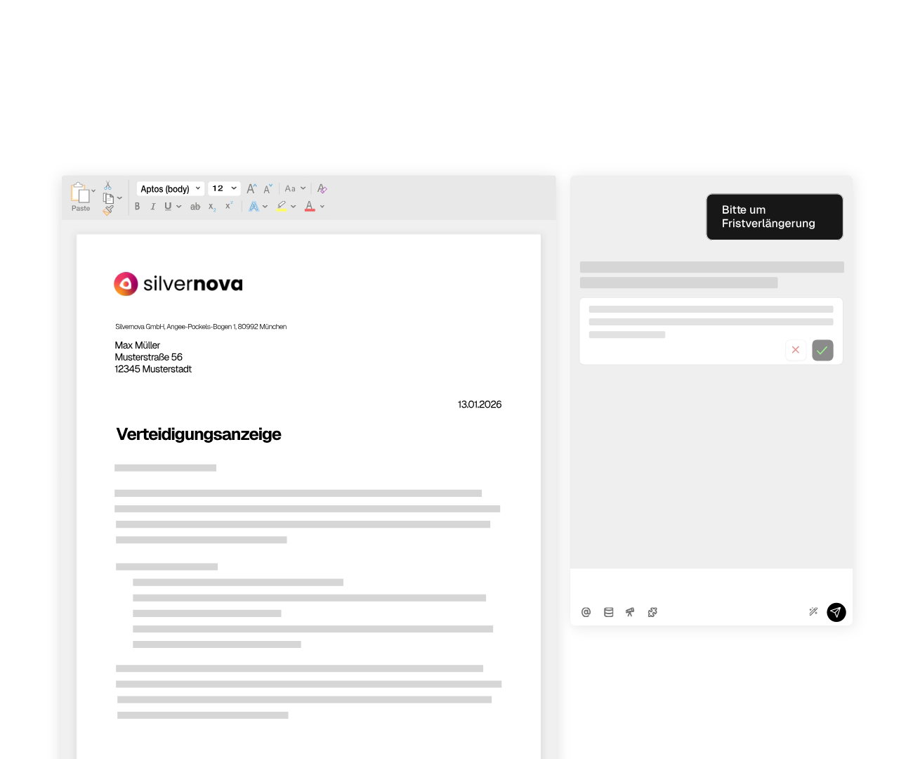 Silvernova AI – Word-Add-in mit Schriftsatzentwurf