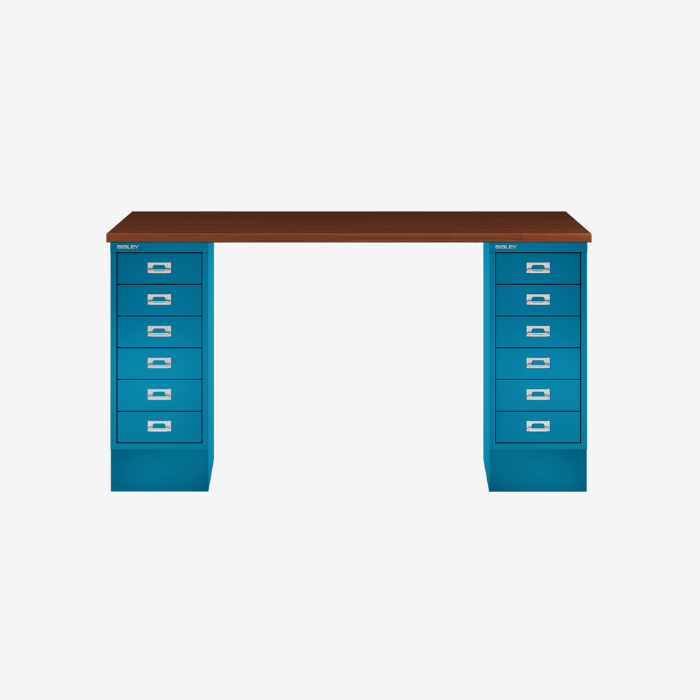 MultiDesk — Dark Wood & Two Filing Cabinets